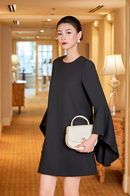 Sixdo Black Woven Loose Dress